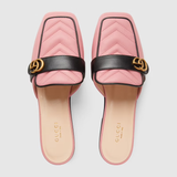  Giày Nữ Gucci Slipper With Double G Leather 'Pink' 