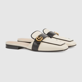  Giày Nữ Gucci Slipper With Double G Leather 'White' 