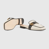  Giày Nữ Gucci Slipper With Double G Leather 'White' 