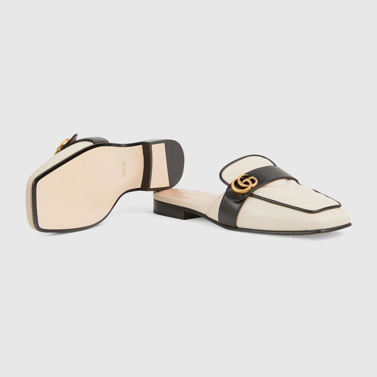  Giày Nữ Gucci Slipper With Double G Leather 'White' 