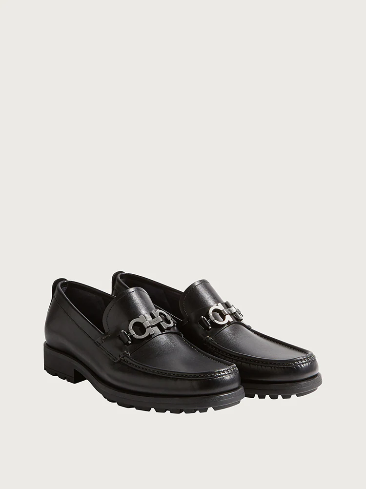  Giày Salvatore Ferragamo Nam Loafer With Gancini Ornament 'Black' 