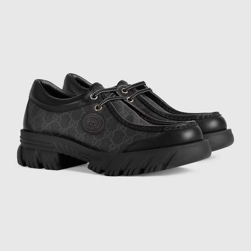  Giày Nam Gucci Supreme Print Lace-Up Shoes 'Black' 