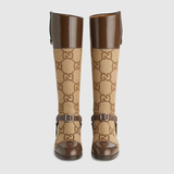  Giày Nữ Gucci Knee High Boot With Harness 'Beige' 