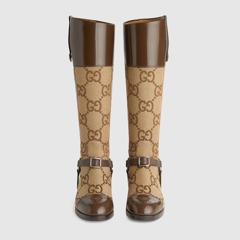  Giày Nữ Gucci Knee High Boot With Harness 'Beige' 