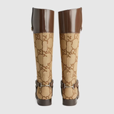  Giày Nữ Gucci Knee High Boot With Harness 'Beige' 
