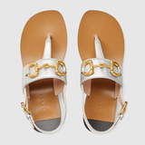 Dép Nữ Gucci Sandal With Horsebit Leather 'Silver Metallic' 