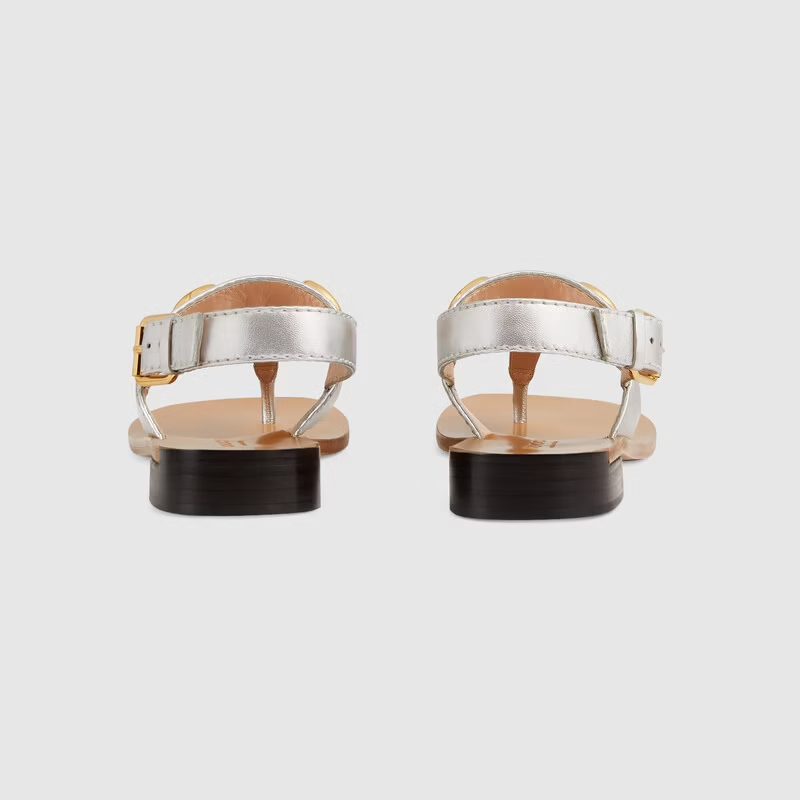  Dép Nữ Gucci Sandal With Horsebit Leather 'Silver Metallic' 