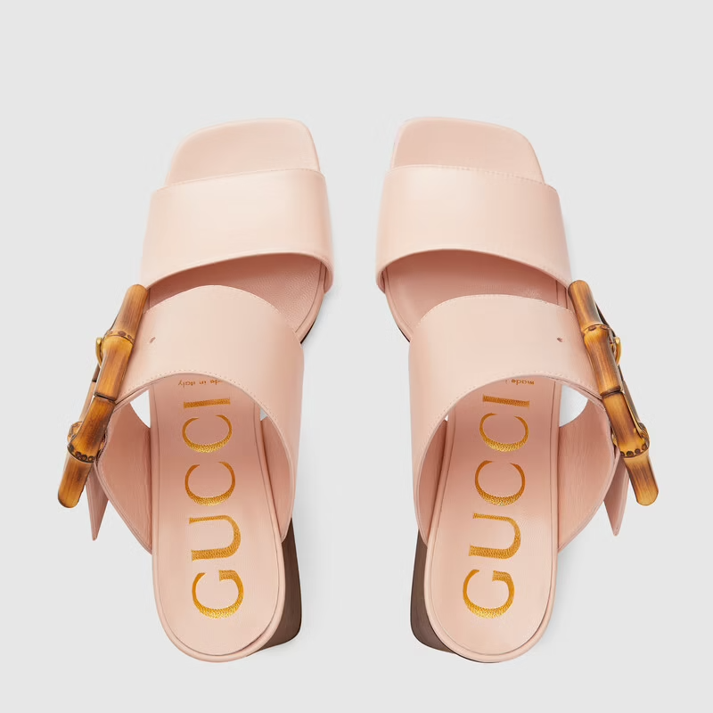  Dép Nữ Gucci Sandal With Bamboo Buckle Leather 'Light Pink' 