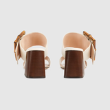  Dép Nữ Gucci Sandal With Bamboo Buckle Leather 'White' 