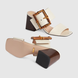  Dép Nữ Gucci Sandal With Bamboo Buckle Leather 'White' 