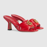  Dép Nữ Gucci Double G Slide Sandal Leather 'Red' 
