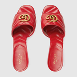  Dép Nữ Gucci Double G Slide Sandal Leather 'Red' 