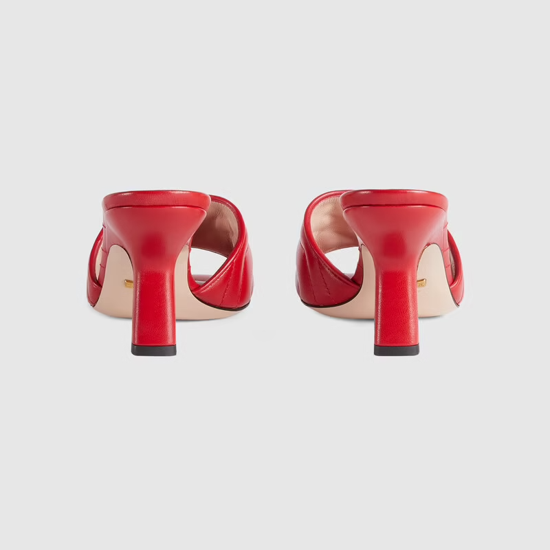 Dép Nữ Gucci Double G Slide Sandal Leather 'Red' 