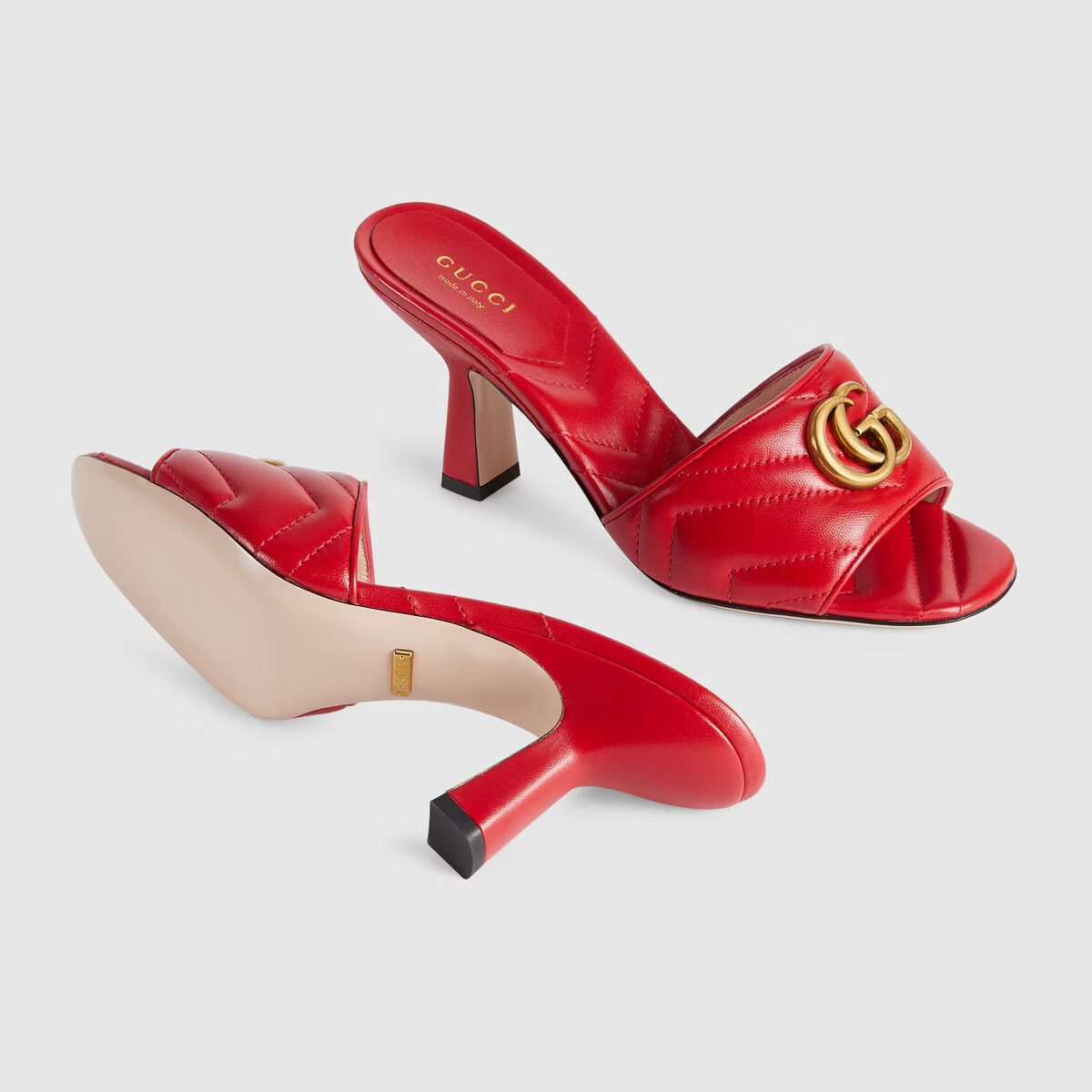  Dép Nữ Gucci Double G Slide Sandal Leather 'Red' 