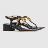  Dép Nữ Gucci Double G Sandal Leather 'Black' 