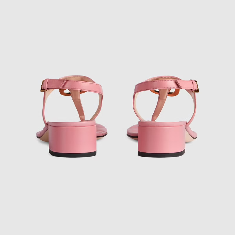  Dép Nữ Gucci Double G Sandal Leather 'Pastel Pink' 