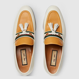  Giày Nam Gucci Loafer Tassel Leather 'White Yellow' 