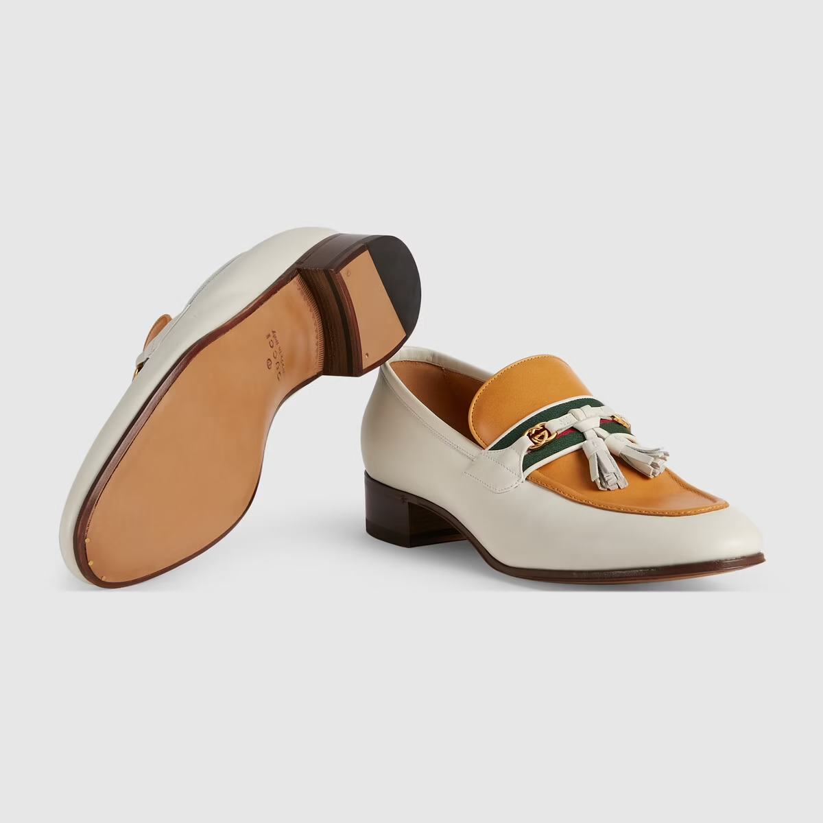  Giày Nam Gucci Loafer Tassel Leather 'White Yellow' 