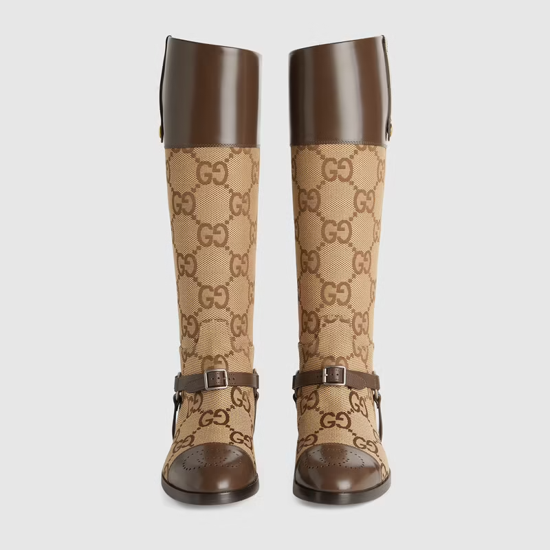  Giày Nam Gucci Knee High Boot With Harness 'Beige' 