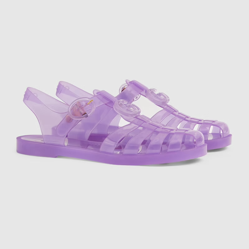  Dép Nữ Gucci Sandal With Double G 'Light Purple Rubber' 