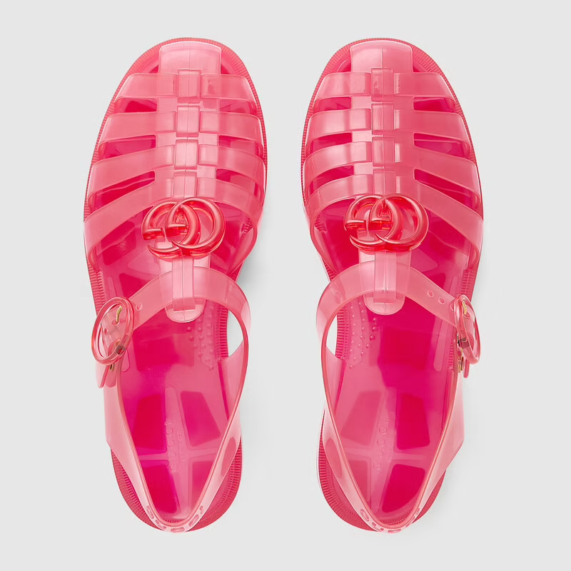  Dép Nữ Gucci Sandal With Double G 'Orange Rubber' 