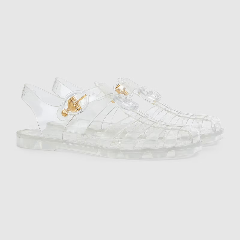  Dép Nữ Gucci Sandal With Double G 'Transparent Rubber' 