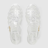  Dép Nữ Gucci Sandal With Double G 'Transparent Rubber' 