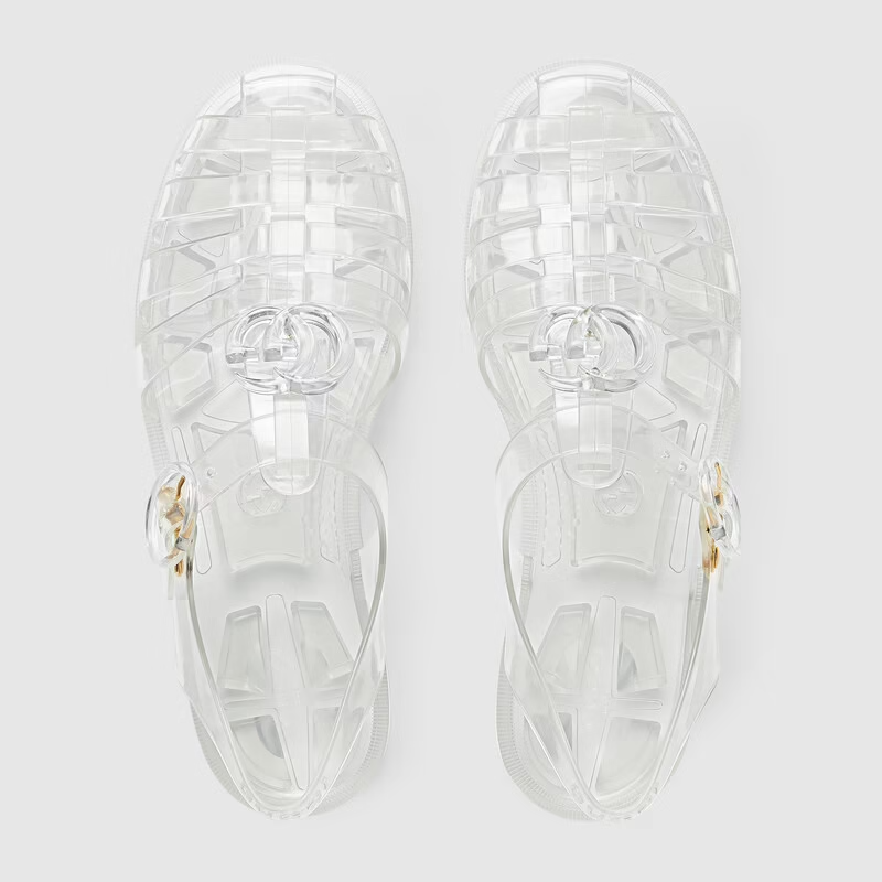  Dép Nữ Gucci Sandal With Double G 'Transparent Rubber' 