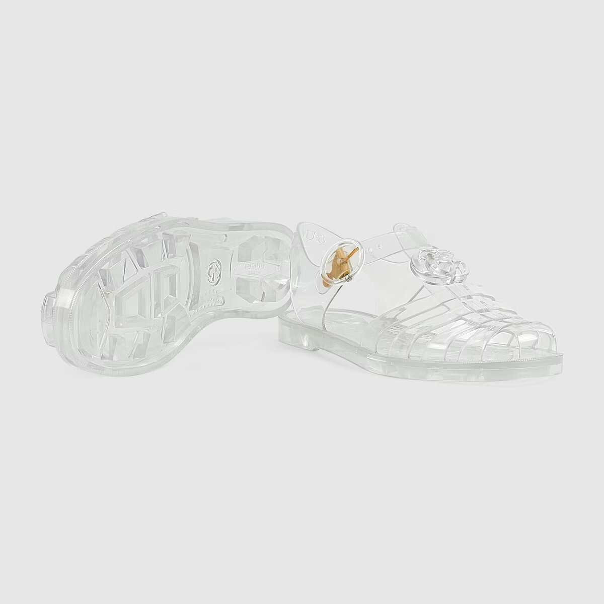  Dép Nữ Gucci Sandal With Double G 'Transparent Rubber' 