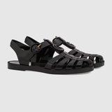  Dép Nữ Gucci Sandal With Double G 'Black Rubber' 