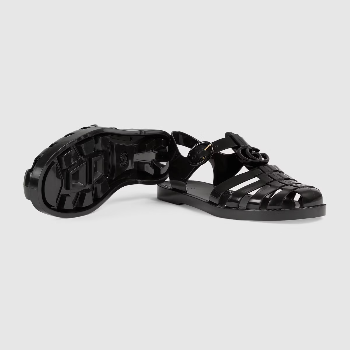  Dép Nữ Gucci Sandal With Double G 'Black Rubber' 