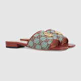  Dép Nữ Gucci GG Slide Sandal 'Blue Brown' 