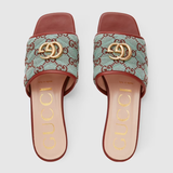  Dép Nữ Gucci GG Slide Sandal 'Blue Brown' 