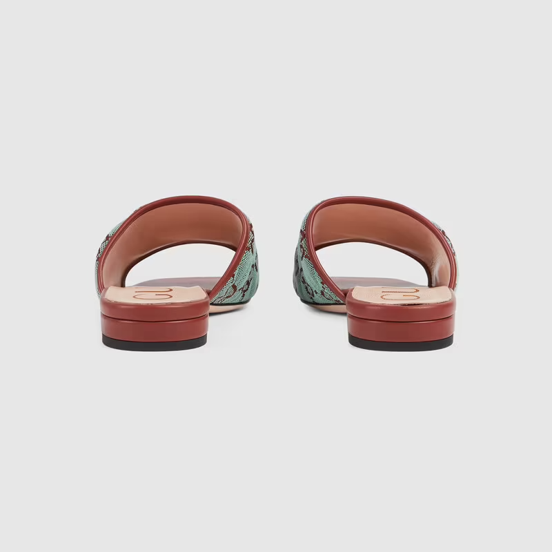  Dép Nữ Gucci GG Slide Sandal 'Blue Brown' 