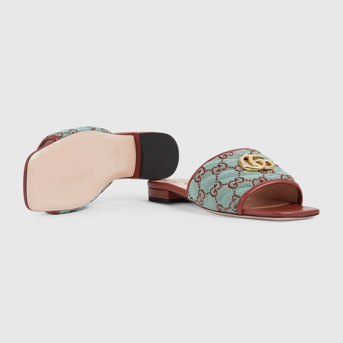  Dép Nữ Gucci GG Slide Sandal 'Blue Brown' 