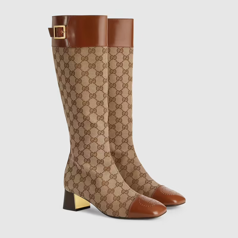  Giày Nữ Gucci GG Knee High Boot 'Beige' 