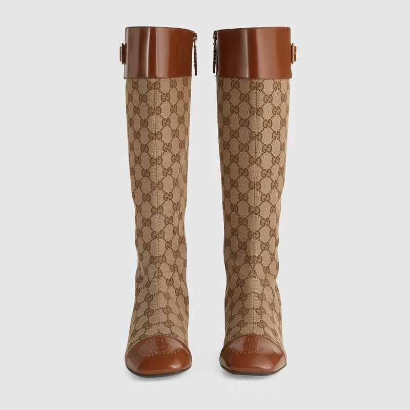  Giày Nữ Gucci GG Knee High Boot 'Beige' 