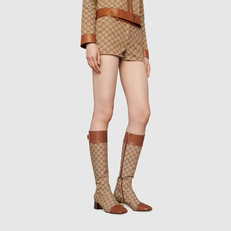  Giày Nữ Gucci GG Knee High Boot 'Beige' 