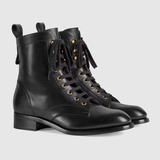  Giày Nam Gucci Lace Up Ankle Boot Leather 'Black' 