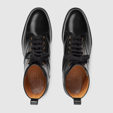  Giày Nam Gucci Lace Up Ankle Boot Leather 'Black' 
