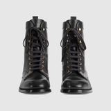  Giày Nam Gucci Lace Up Ankle Boot Leather 'Black' 