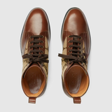  Giày Nam Gucci Lace Up Ankle Boot 'Beige Ebony' 