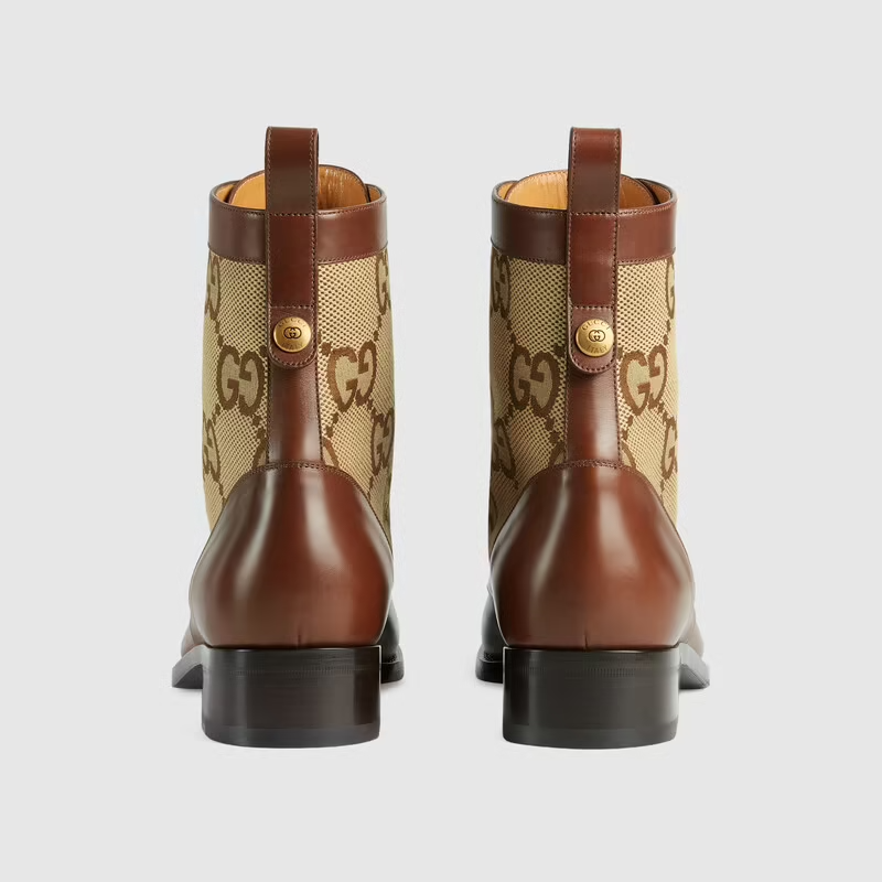  Giày Nam Gucci Lace Up Ankle Boot 'Beige Ebony' 