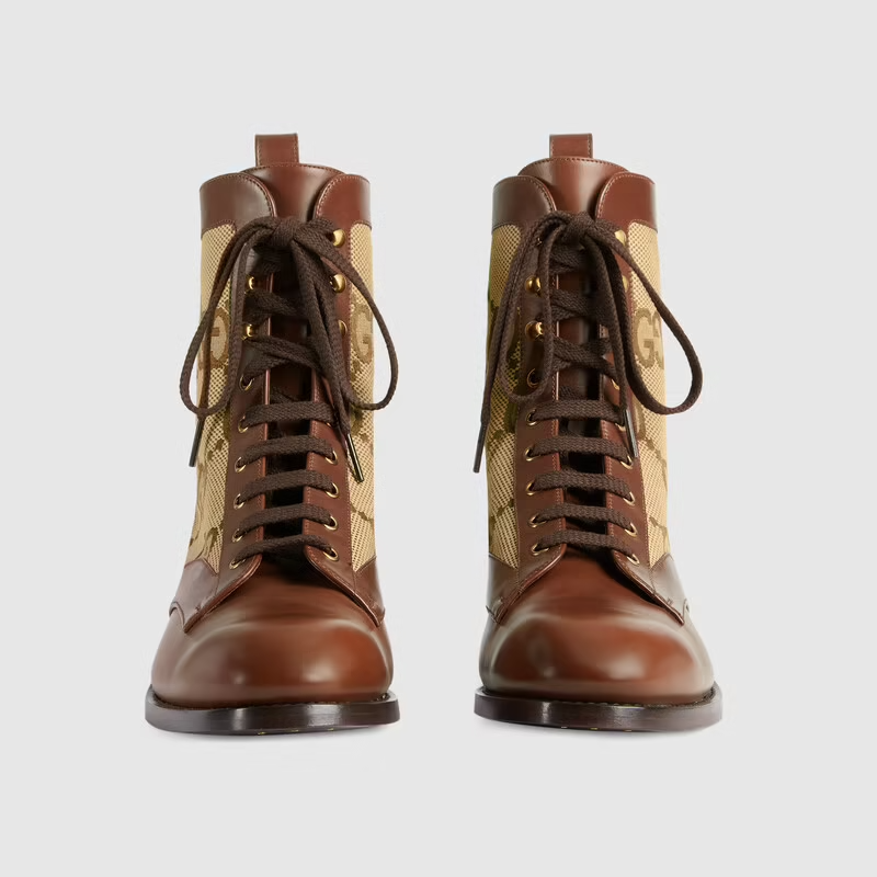  Giày Nam Gucci Lace Up Ankle Boot 'Beige Ebony' 