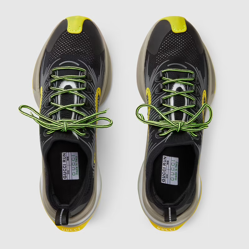  Giày Nam Gucci Run Sneaker Technical Knit Fabric 'Black' 
