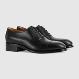  Giày Nam Gucci Lace Up Leather 'Black' 
