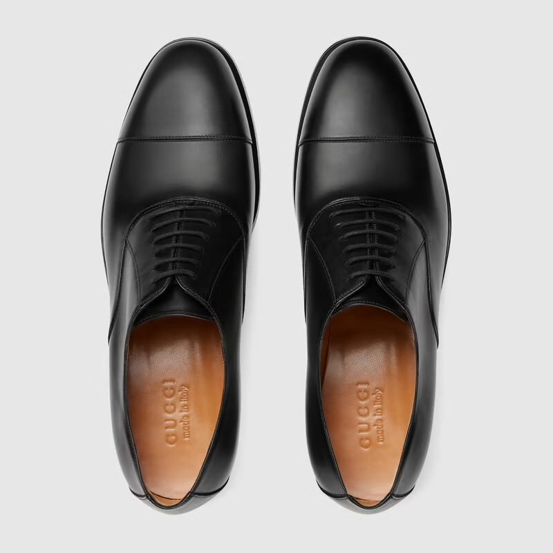  Giày Nam Gucci Lace Up Leather 'Black' 