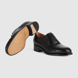  Giày Nam Gucci Lace Up Leather 'Black' 