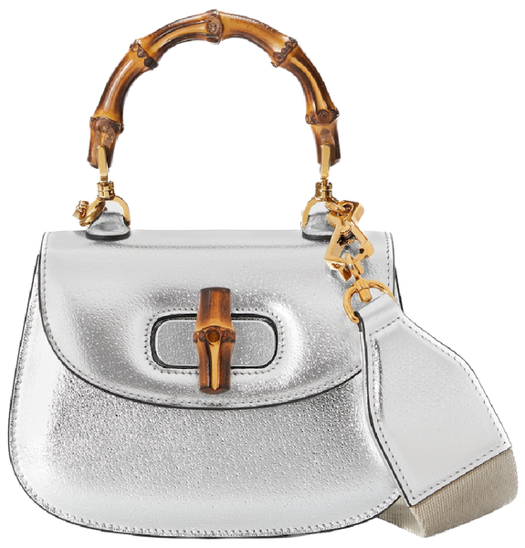  Túi Nữ Gucci Bamboo 1947 Mini Top Handle Bag 'Silver Leather' 