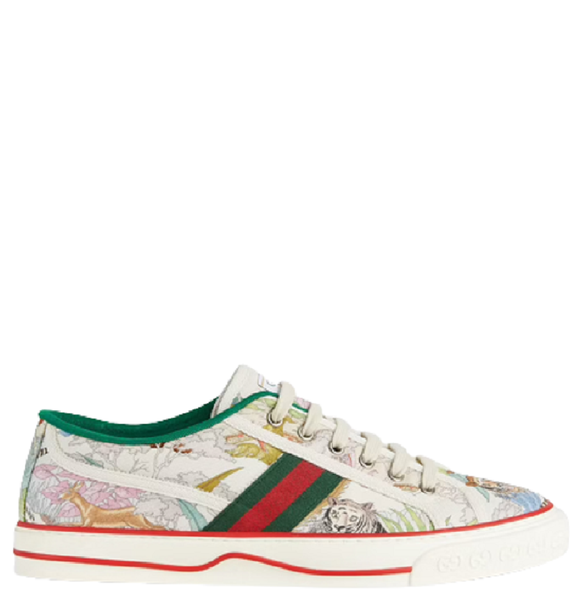  Giày Nam Gucci Tiger Tennis 1977 Sneaker Tiger Flower Print 'Ivory Canvas' 